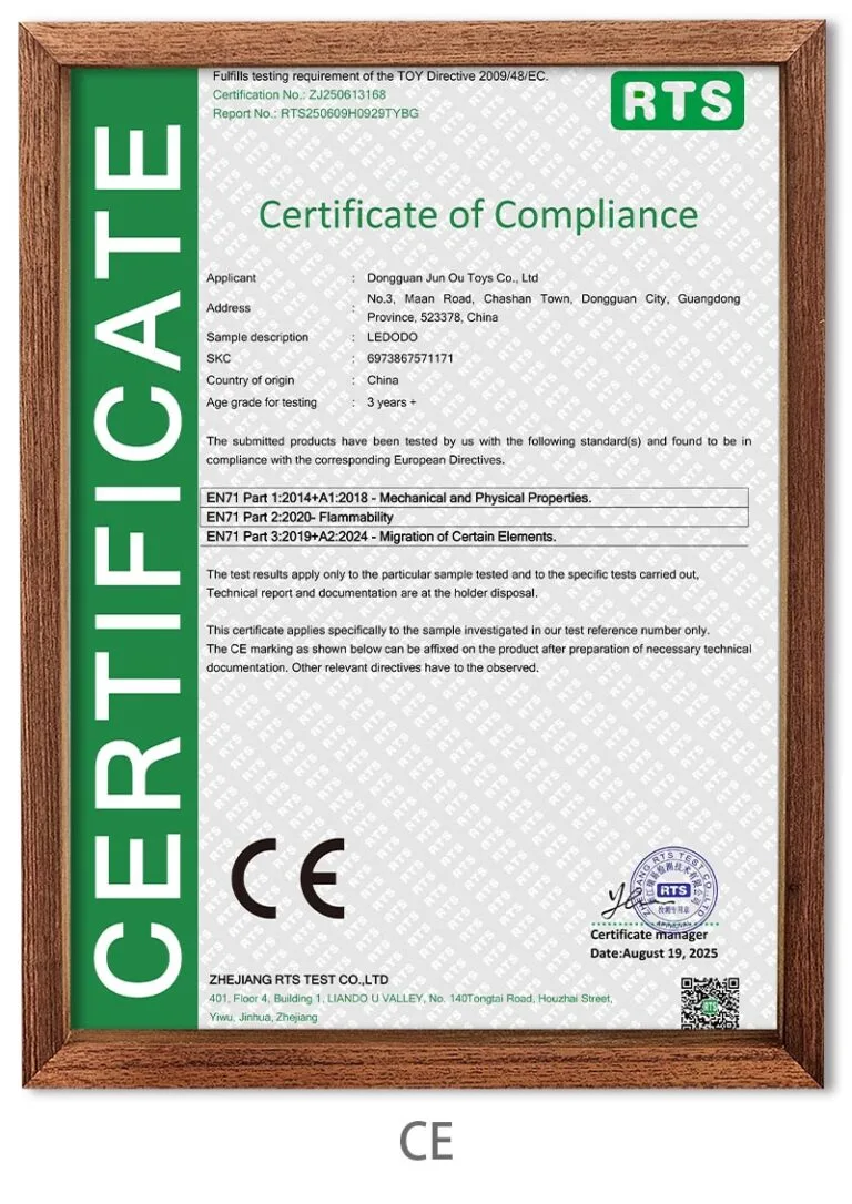 CE Certificate of Ledodo AI Plush Toys
